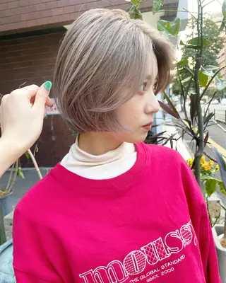 ショート カラー ヘアアレンジ 福岡似合わせレイヤー /ウルフ/ハイトーンのヘアスタイル