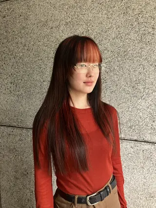 ロング カラー ツボイ マホのヘアスタイル