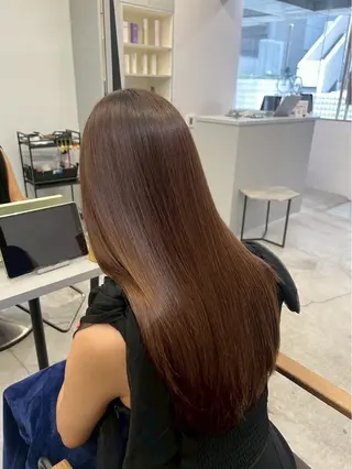 ロング パーマ 🍒モテ暖色カラー × うる艶✧ ゆなのヘアスタイル