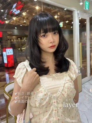 ミディアム hiyori🎀 トレンドレイヤーのヘアスタイル