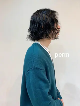 ミディアム パーマ ナチュラルなショート 北本空河のヘアスタイル