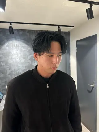 ミディアム パーマ メンズ 💈原宿指名No.1 センターパート💈のヘアスタイル