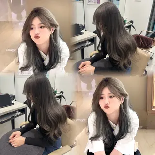 ロング カラー 韓国ハイレイヤー ハッシュカット特化のヘアスタイル