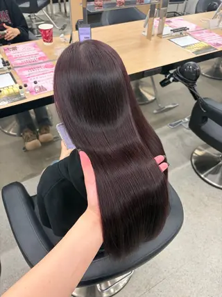 ロング カラー 💗愛され暖色💗 ピンク/レッド💗のヘアスタイル