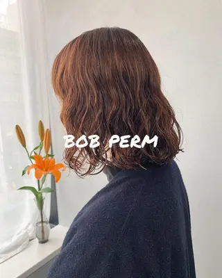 ミディアム パーマ ボブパーマコテ巻き風 パーマNo1深江秀平のヘアスタイル