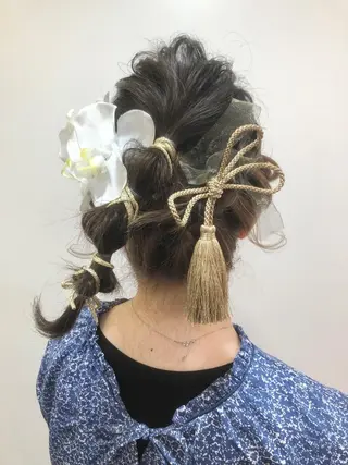 ミディアム カラー パーマ ヘアアレンジ 高橋 隆一のヘアスタイル