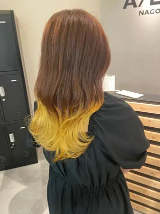 ミディアム カラー ウルフカット レイヤーカット上柿のヘアスタイル