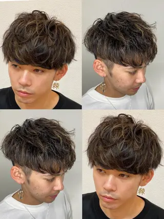 ショート カラー パーマ ヘアアレンジ メンズ 🔥メンズパーマ 特化 渡辺一翔のヘアスタイル