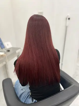 ロング カラー ヘアアレンジ ♥️渋谷の赤髪 トップ/らいる♥️のヘアスタイル