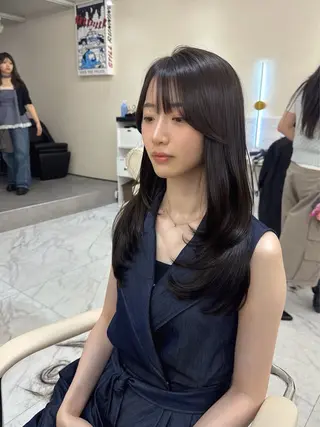 セミロング カラー ヘアアレンジ 髪質改善×レイヤー 🫧松野力也のヘアスタイル