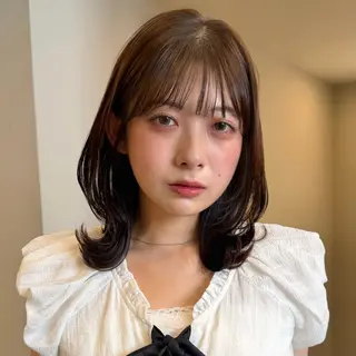 ミディアム カラー 顔周りレイヤー꙳⋆ ミディアム⌇SAKIのヘアスタイル