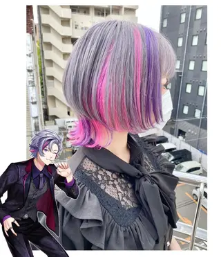 ショート カラー TSUNO🦖 派手髪/オタク美容師のヘアスタイル