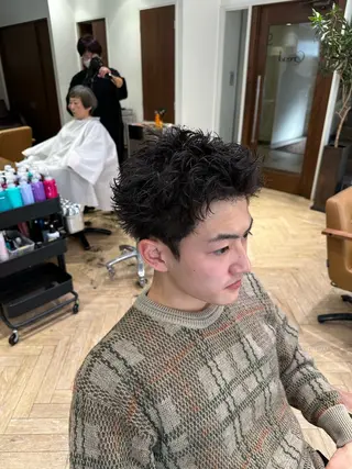 ショート メンズ メンズ特化/フェザー パーマ 和哉のヘアスタイル