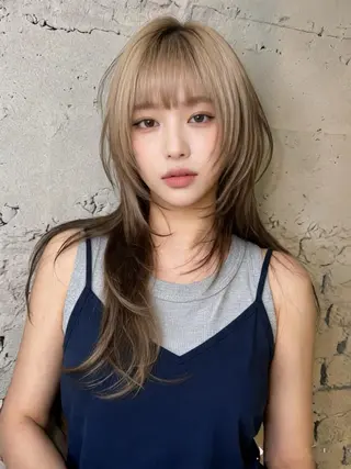 ロング カラー ウルフカット 811 大阪梅田 ウルフのヘアスタイル