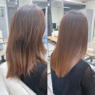 セミロング 髪質改善✨艶髪カラー 縮毛矯正✨有田仁志のヘアスタイル