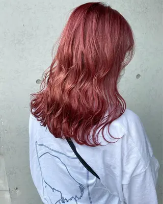 セミロング カラー ヘアアレンジ ブリーチダブルカラー 元町三宮/三ノ宮のヘアスタイル