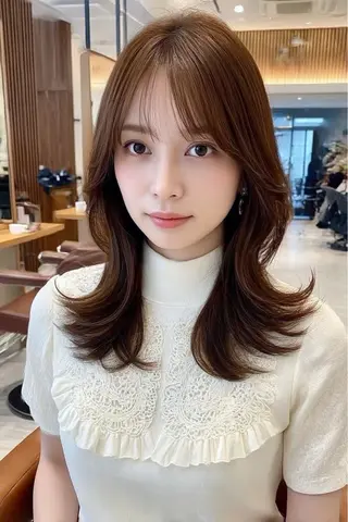 セミロング 絶対可愛い🍎透明感 カラーあります✨蕾祁のヘアスタイル