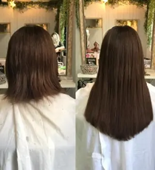 カラー ロング ヘアアレンジ 大阪レミーエクステ チビ編み込みのヘアスタイル