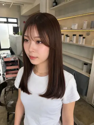 セミロング カラー 髪質改善特化🥣🫧 天神美容室のヘアスタイル
