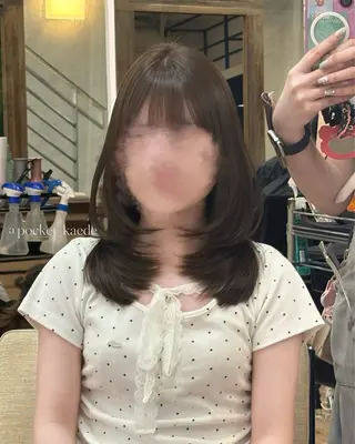 ミディアム カラー 🤍韓国ヘア/ かえで🤍のヘアスタイル
