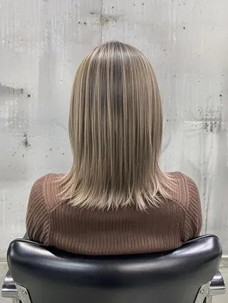 セミロング カラー ダメージレス ストレート🌺那波のヘアスタイル