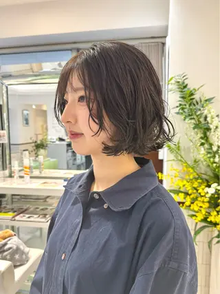 ショート カラー パーマ デジタルパーマ 🌀ボブ　萩原　龍のヘアスタイル