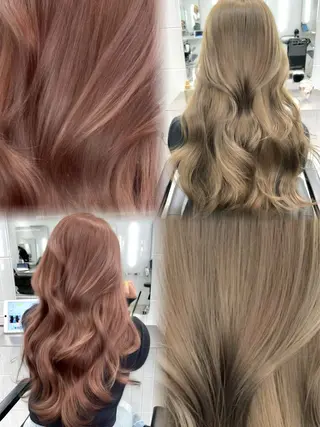 セミロング カラー 🎀ミルクティー/ ブリーチ/花音🎀のヘアスタイル