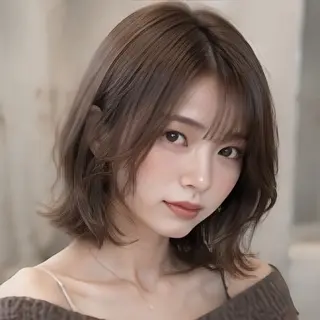 ミディアム 縮毛矯正/レイヤー/ 前髪カット/おばかんのヘアスタイル