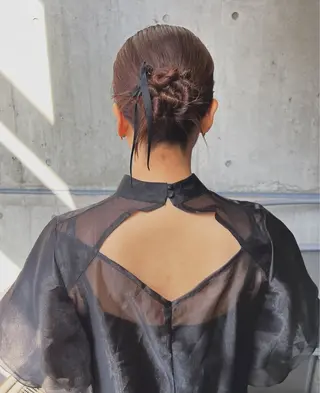 セミロング ヘアアレンジ ヘアセット chamoのヘアスタイル