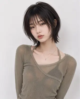 ショート rina韓国レイヤー ハッシュカットのヘアスタイル