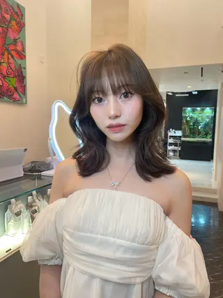 ミディアム 韓国✖️網紅🖤 パーマYURIYAのヘアスタイル