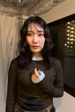 ミディアム カラー パーマ CEINEloq 学芸大学のヘアスタイル