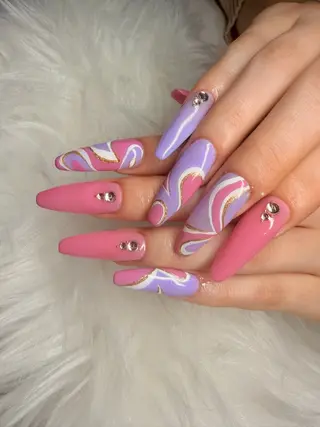 ロング 二上 夢のネイルデザイン