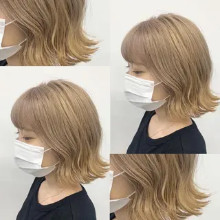セミロング カラー 抜け感レイヤー︴ ニュアンスカラーのヘアスタイル