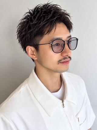 メンズ パーマ ショート 伊勢崎/nap hair 栗原大輔のヘアスタイル