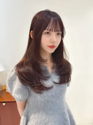 セミロング カラー ヘアアレンジ 立川レイヤー 透明感カラーaoiのヘアスタイル