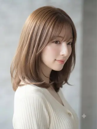 ミディアム カラー 池袋/小顔レイヤー/ 顔まわり/taigaのヘアスタイル