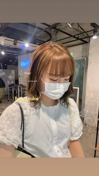 ミディアム カラー パーマ ヘアアレンジ メンズ キッズ ネイル マツエク・マツパ アイブロウ 透明感カラー・レイヤ ー🎀amika🎀のヘアスタイル