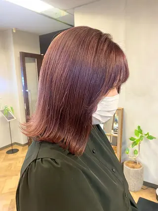 ミディアム カラー パーマ ヘアアレンジ ハル🌸柔色/ ブリーチなし/艶髪のヘアスタイル