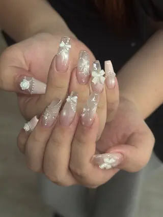 ネイル 🎀うかん 🎀チップ長さ出しのネイルデザイン
