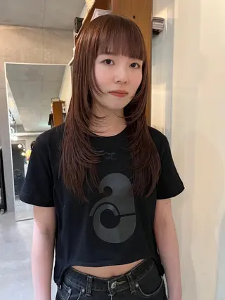 ロング レイヤーカット\ウル フ　chinatsuのヘアスタイル