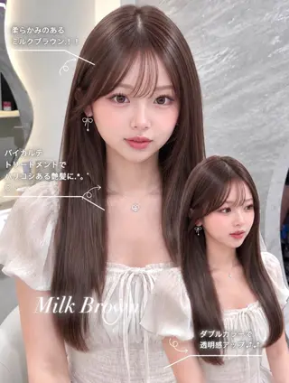 セミロング カラー ヘアアレンジ 🖤kana韓国ヘア 艶髪カラー特化🖤のヘアスタイル