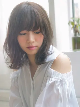 ミディアム カラー パーマ ヘアアレンジ 髪質改善/韓国風 レイヤー/田村祐樹のヘアスタイル