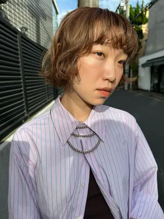 ミディアム カラー お悩み解決パーマ hana🩰のヘアスタイル