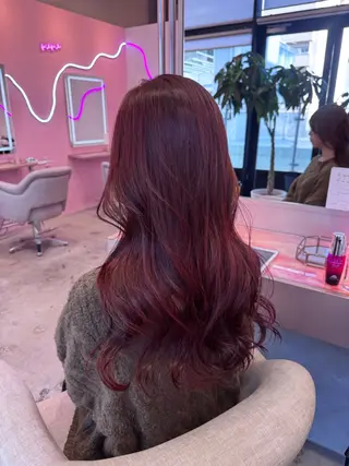 ロング カラー Miu 名古屋カット ミディアム/ピンク髪のヘアスタイル