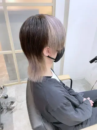 ミディアム カラー メンズ ☁️ケアブリーチ¦ ウルフ¦Shioriのヘアスタイル