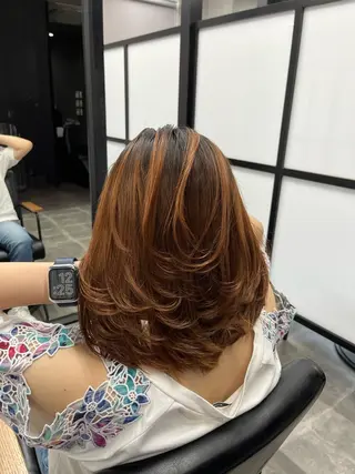 ミディアム カラー 菊地 旬のヘアスタイル