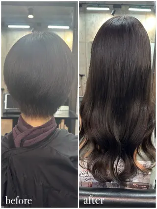 セミロング エクステ🌟カラー 🌟エリア最安値🌟のヘアスタイル