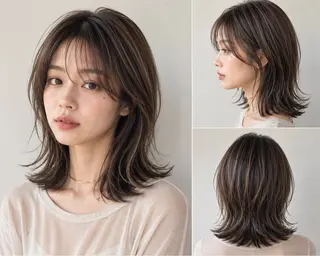 ミディアム カラー 佐々木 恵のヘアスタイル