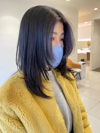 セミロング カラー レイヤーカット/ ハイライト　千咲季のヘアスタイル